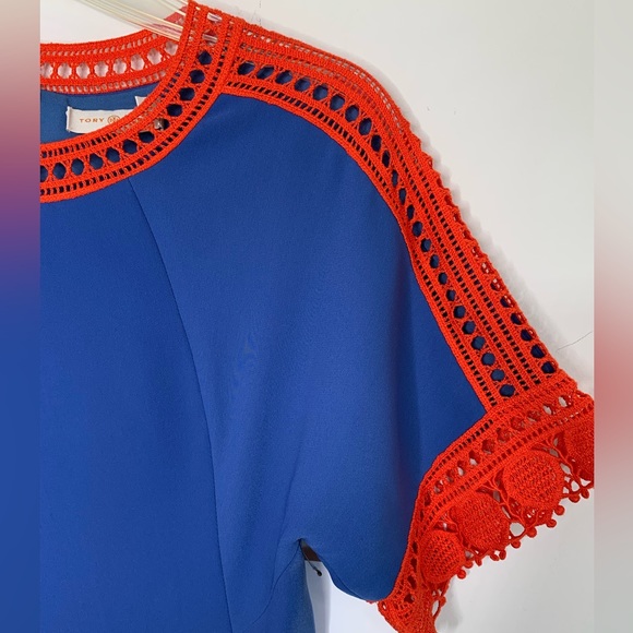 Tory Burch Dress Marissa Crochet Trim Runway Blue tunic dress Size 2 595$ RETAIL - Picture 6 of 11